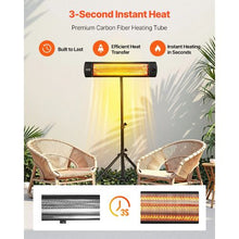 1500W Infrared Patio Heater with Remote, LED Display, 3-Speed Timer, Wall/Ceiling Mount & Stand EATB28-80-2
