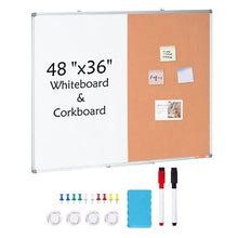 48" x 36" Whiteboard & Cork Board Combo with Aluminum Frame – 2-in-1 Magnetic for School Home Office