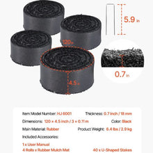 120 x 4.5 Inch Black Permanent Rubber Pathway Natural-Looking Mulch Garden Edging for Plants Recycled Rubber Mulch Mat HJ6001 (Set of 4)