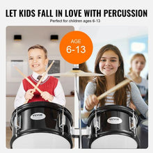 Kids 5-Piece 16″ Beginner Drum Set with Throne, Cymbals & Pedal (Black)