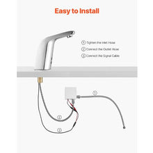 9/16" Touchless Motion Sensor Bathroom Faucet Cold-Water Single-Hole Tap Battery-Operated Chrome Plated Silver