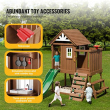 Wooden Outdoor Kids Playhouse with Slide Ladder & Window TLG92008