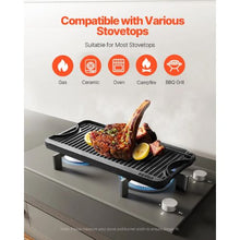 492x218 mm Black Reversible Iron Griddle for Indoor/Outdoor Stove Top Burner Gas Camping BBQ