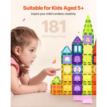 Magnetic Tiles Building Blocks Set STEM Construction Toys for Kids Ages 5+ (Pcs of 181)