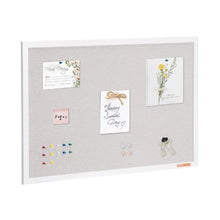 36" x 24" White Cork Board with Linen Surface Board for Home School Office