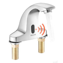 9/16" Automatic Touchless Bathroom Faucet Cold-Water Motion Sensor Tap with Hole Cover Plate Chrome Plated Silver