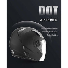 Motocross 3/4 Open Face Motorcycle Helmet, DOT Certified (Matte Black, XL)