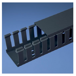 Wide Slotted Base Wiring Duct With Mounting Holes Black 6 ft G1.5X4BL6