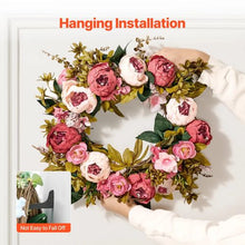 19 Inch Pink Peonies Hydrangeas Year Round Wreath Artificial Decorative Wreath WA53362
