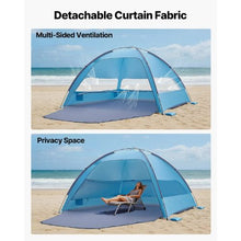 6-Person Beach Tent Sun Shelter – UPF 50+ Portable Canopy with Carry Bag & Sand Pockets for Camping Fishing & Outdoor Use