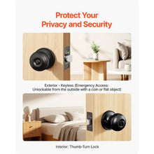 Matte Black Privacy Door Knob Round Ball Design with Thumb Turn Keyless Lock (Pack of 6)