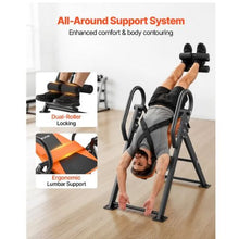 300 LBS Inversion Table Heavy-Duty Back Stretcher Dual-Roller Locking Adjustable Tether Strap