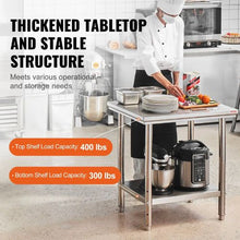 24 X 30 X 32 In Stainless Steel Work Table with 4 Wheels  for Commercial Kitchen Restaurant GZT76-6080