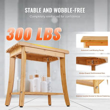 Waterproof Bamboo Bath Bench with Storage Shelf 330 LB Capacity for Bathroom & Outdoor