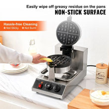 1300W Commerical Round Waffle Maker Rotatable Non-Stick Waffle for Kitchen