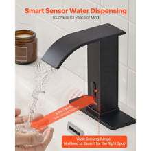 9/16 In Touchless Bathroom Sink Faucet Automatic Motion Sensor Waterfall Tap Matte Black