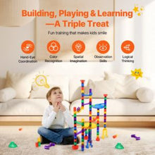 110-Piece Marble Run Set, Glow-in-the-Dark & Glass Marbles, STEM Race Track Toy for Kids