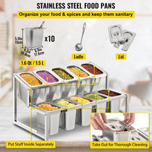 10 1/9 Pans 10 Ladles Spice Rack and Inclined Holder for Sauce Ingredients Fruits A-803