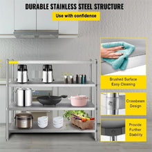 72 In Stainless Steel Shelving 4 Tier Adjustable Shelf Storage for kitchen VV-SSS-4-72