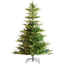 Prelit Flocked Artificial Christmas Tree Xmas with 350 Warm White LED Lights Decoration (6.5FT)