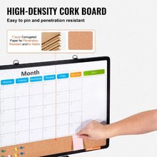24"x 18" Monthly Calendar Whiteboard & Cork Board Combo with Aluminum Frame – 2-in-1 for School &Office