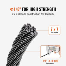 1/8 Inch 7x7 Strand T316 Stainless Steel Braided Aircraft Cable 500FT With Accessories