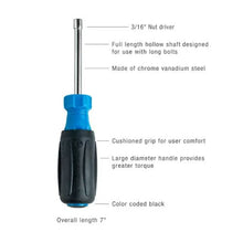 3/16" Hollow Nut Driver and 3" Shaft ND-630316 (Pack of 5)