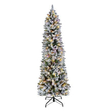 Prelit Snow Flocking Artificial Christmas Tree with 240 Colorful LED and 11 Lighting Modes Decoration (6FT)