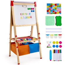 Kids 3-in-1 Wooden Art Easel – Double-Sided Magnetic Whiteboard & Chalkboard with Paper Roll