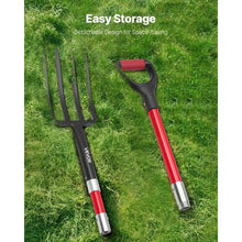 4-Tine Garden Fork – Heavy Duty 45" Fiberglass Handle Spading Fork for Digging Composting & Aeration