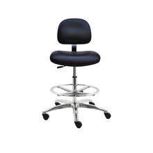 24”- 34”H Bench Height ESD Vinyl Chair w/ Footring AL10-VCON-BLACK-451 Black