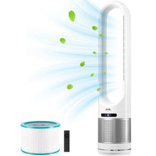 Bladeless Tower Fan, 15.4ft/s Velocity, 80° Oscillation, 8 Speeds, H13 HEPA Filtration, Remote Control & Air Purification Mode