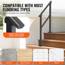 2-3 Steps Black Outdoor for Seniors Porch Deck Handrails FG-23-2 (2 PCS)