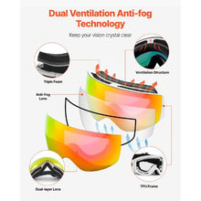 Frameless Ski Goggles with Pink Revo Spherical Lens OTG Anti-Fog for Men Women & Youth