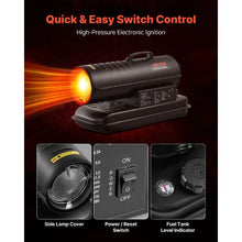 45,000 BTU Kerosene/Diesel Forced Air Torpedo Heater, Portable with Handle for Jobsite, Garage & Outdoor Use