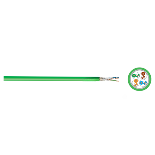 26 AWG 4P Helukat 805548 500S CAT 6A SF/FTP SLIM PUR CHAIN Industrial Ethernet Green Cable
