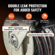 33 ft Heavy-Duty Carbon Steel Fuel Hose Reel with Automatic Fuel Nozzle, NBR Rubber Hose for Bunk