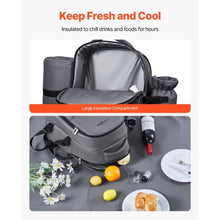 2 Person Picnic Backpack Insulated Cooler Compartment wid Bottle/Wine Holder for Hiking Camping
