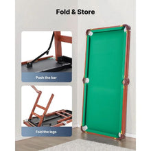 4.5ft Folding Pool Table – Brown Frame Blue Cloth for Family Use Recreation Room