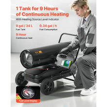 125,000 BTU Forced Air Torpedo Heater with Wheels & Temp Control for Jobsite/Garage/Warehouse/Workshop