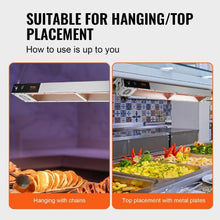 850W Strip Heating Lamp French Fry Warmer Stainless Steel Overhead Food Warmer Dump Station for Restaurant & Buffet Use
