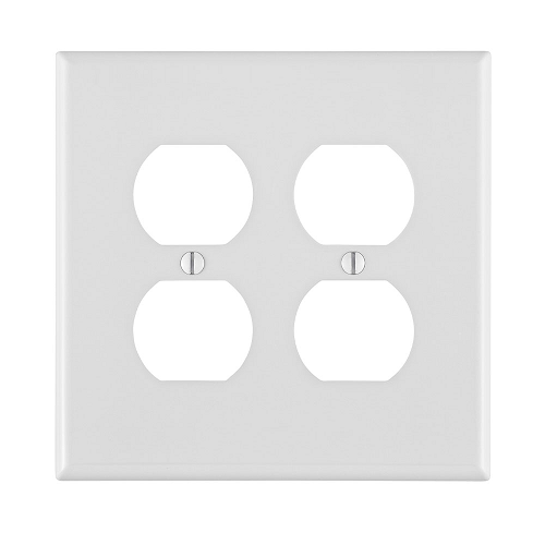 2 Gang Duplex Outlet Wallplate Midway Size White PJ82-W