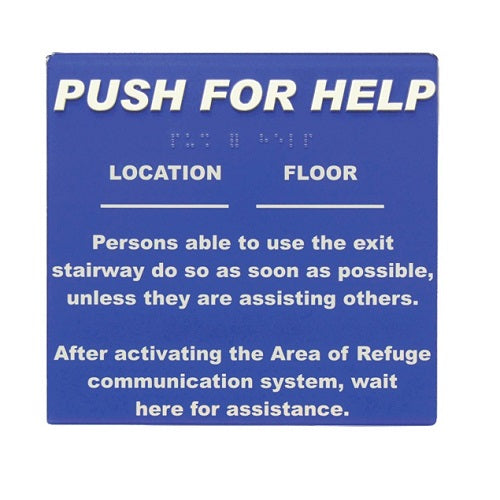 Self Adhesive Push For Help Instructional Sign Polycarbonate ETP-SIGN-PFH