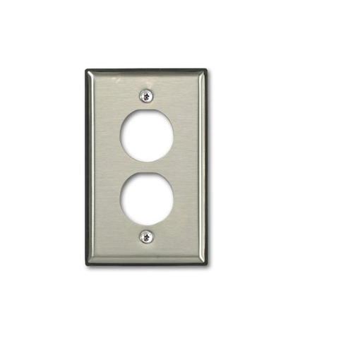 2 Port Single Gang Industrial Wallplate Stainless Steel D6710-1S2
