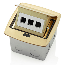 Leviton Pop Up Floor Box Wth 3 Port QuickPort Insert Brass PFQP3-BR