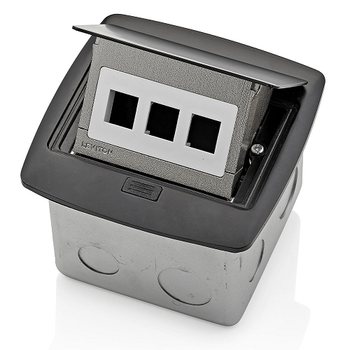 Pop Up Floor Box Wth 3 Port QuickPort Insert Black PFQP3-MB