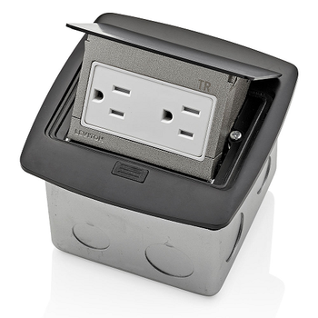 15A 125V Pop Up Floor Box Tamper Resistant Outlet Black PFTR1-MB