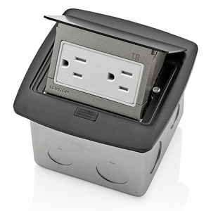 15A 125V Pop Up Floor Box Tamper Resistant Outlet Black PFTR1-MB