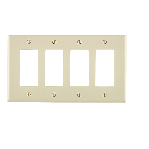 4 Gang Decora Wallplate Midway Size Light Almond PJ264-T