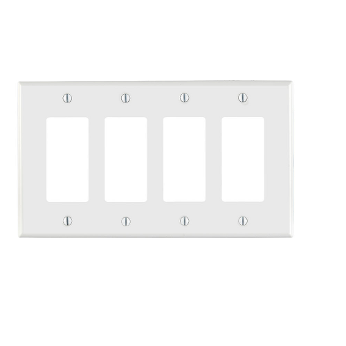 4 Gang Decora Wallplate Midway Size White PJ264-W
